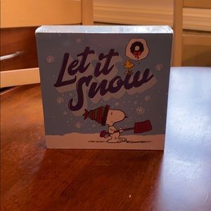 Peanuts snoopy 6x6 let it snow wood sign